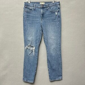Madewell Mid-Rise Perfect Vintage Jeans Ainsdale Wash Knee Rip Blue Size 29